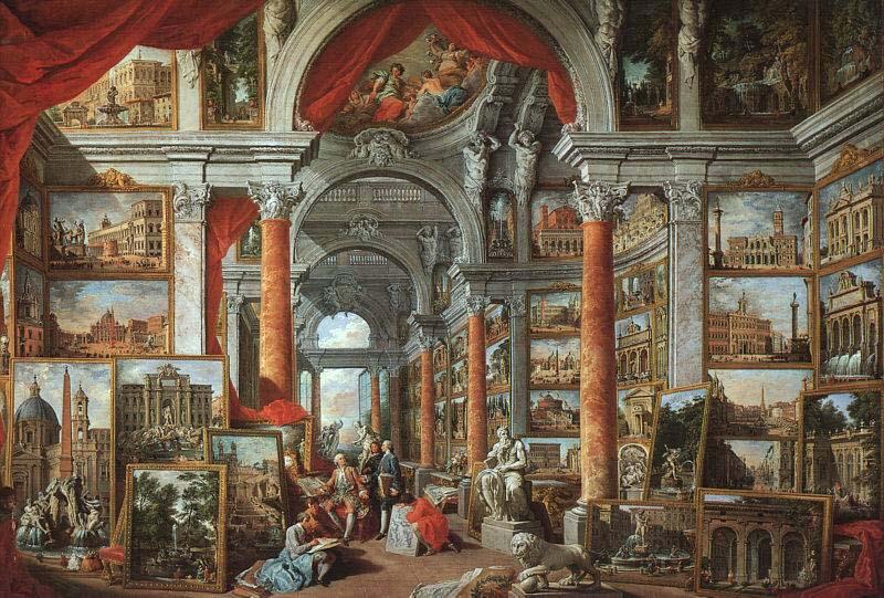 Giovanni Paolo Pannini Picture gallery with views of modern Rome Sweden oil painting art